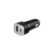 Автомобильное зарядное устройство Deppa USB + USB type-C, 3A черный