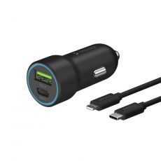 Автомобильное зарядное устройство Deppa USB + USB type-C, 8-pin Lightning (Aplle), 3A белый