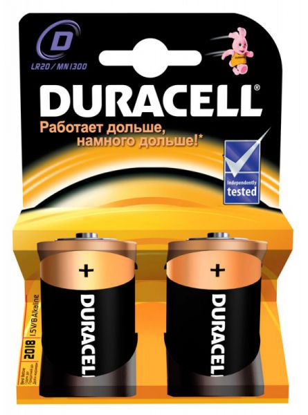 Батарейка Duracell Basic LR20-2BL MN1300 D, 2 шт.