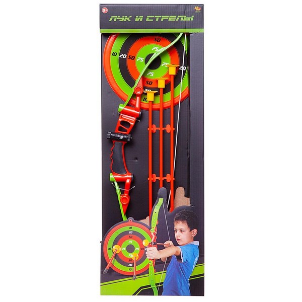 Игрушечное оружие Junfa toys Лук со стрелами на присосках S-00188 лук со стрелами красный/зеленый